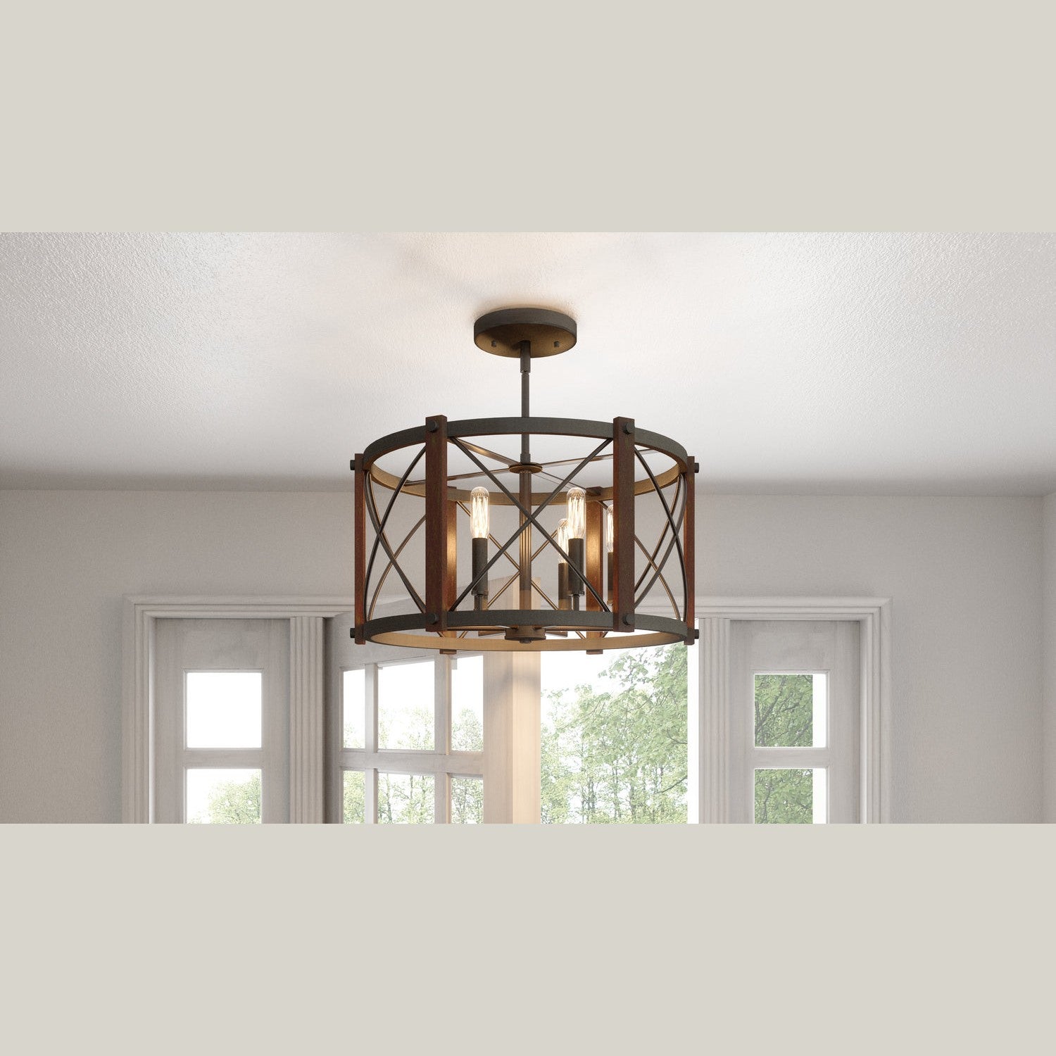 Quoizel - BRO1720MK - Six Light Semi-Flush Mount - Baron - Marcado Black