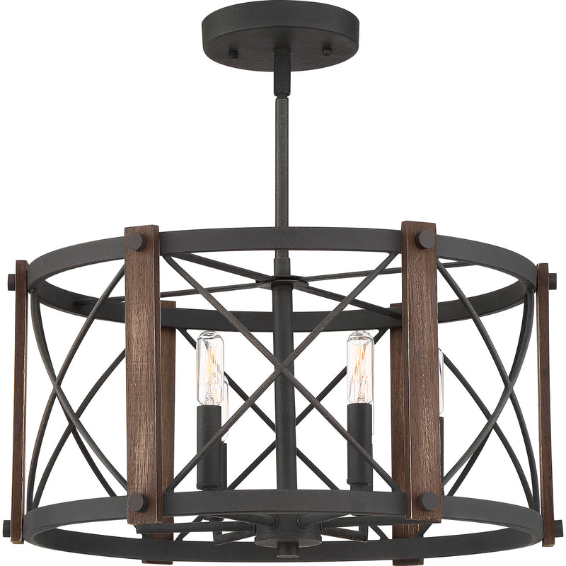 Quoizel - BRO1720MK - Six Light Semi-Flush Mount - Baron - Marcado Black
