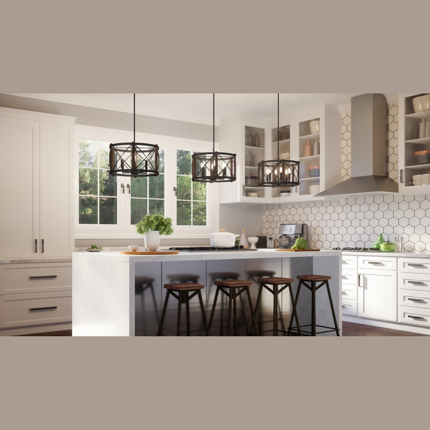 Quoizel - BRO2820MK - Six Light Pendant - Baron - Marcado Black