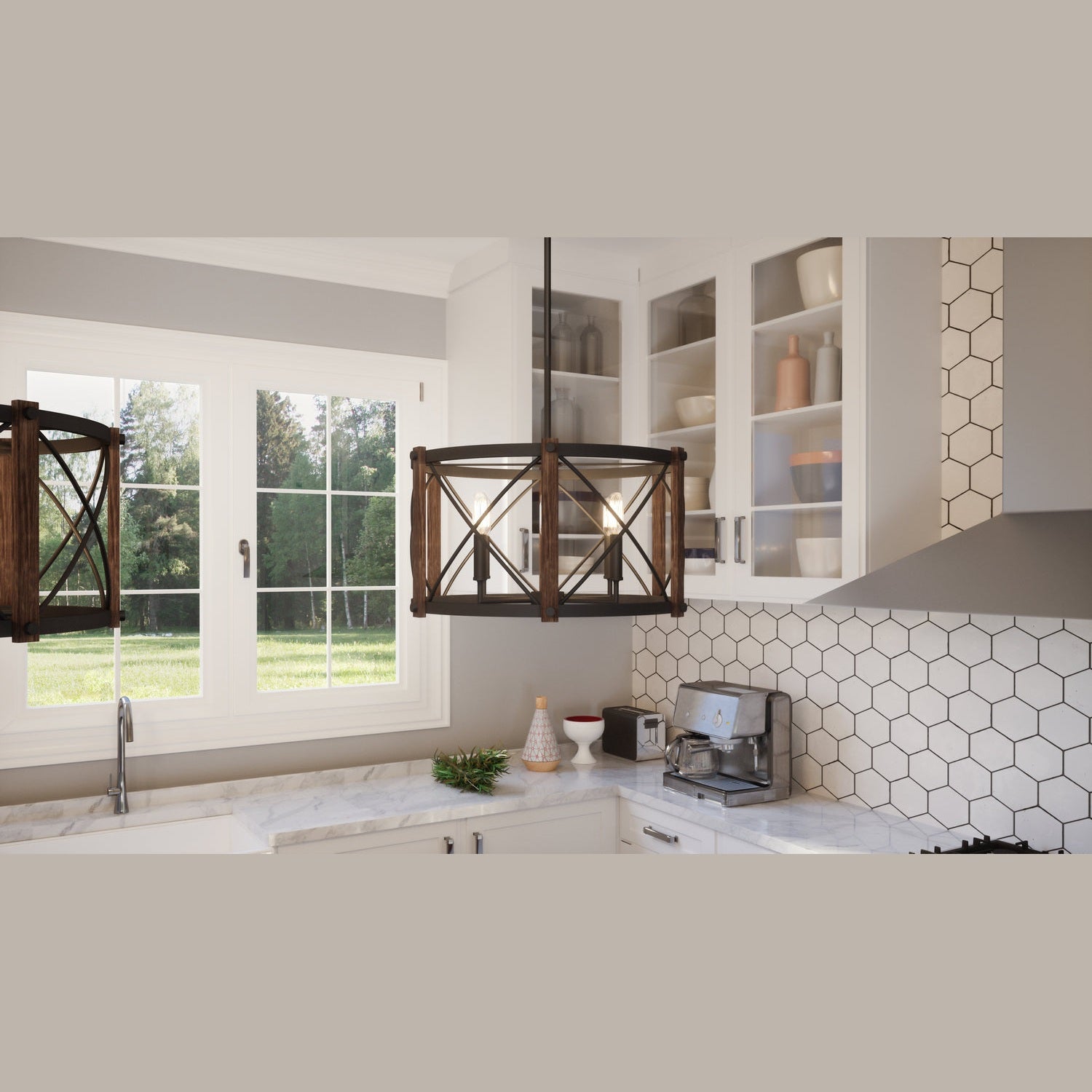 Quoizel - BRO2820MK - Six Light Pendant - Baron - Marcado Black