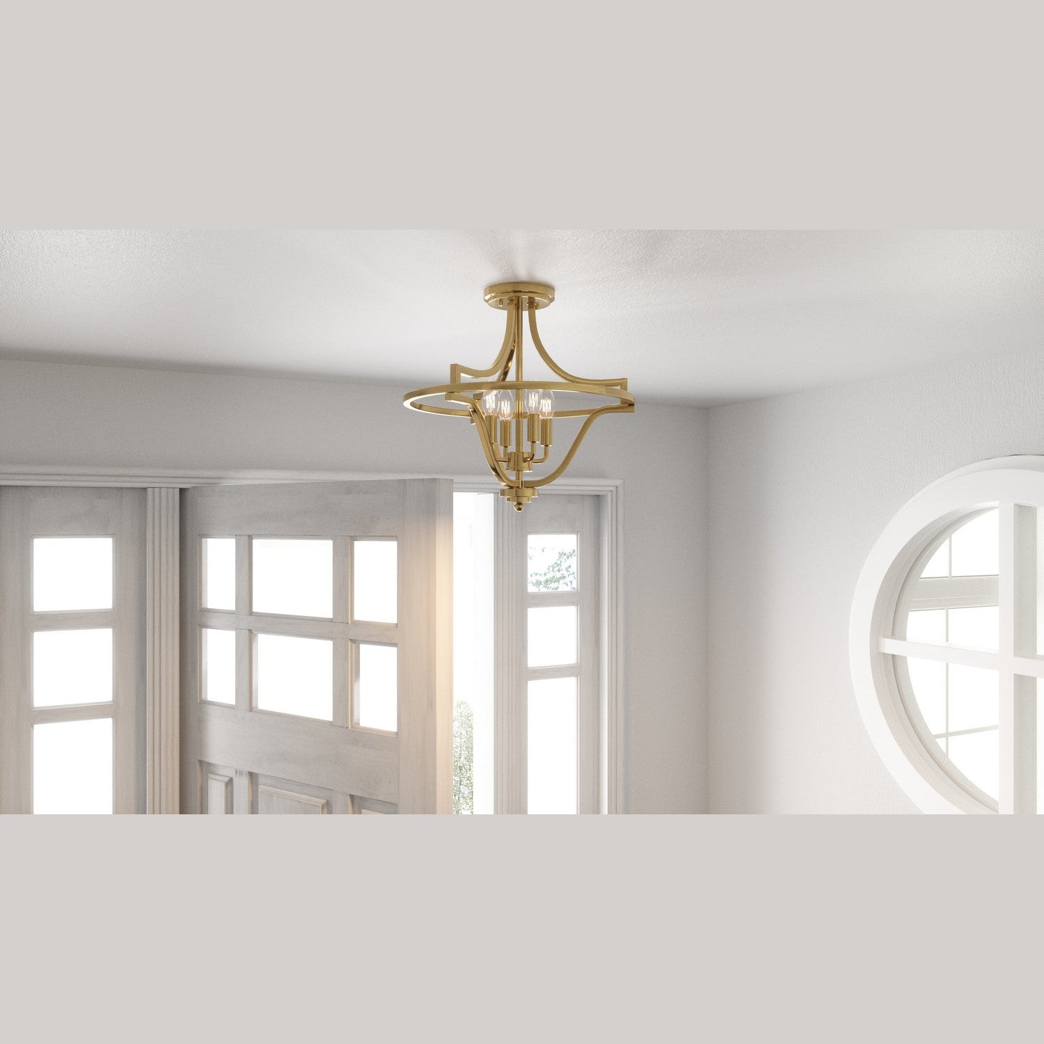 Quoizel - QF5119WS - Four Light Semi-Flush Mount - Harvel - Weathered Brass