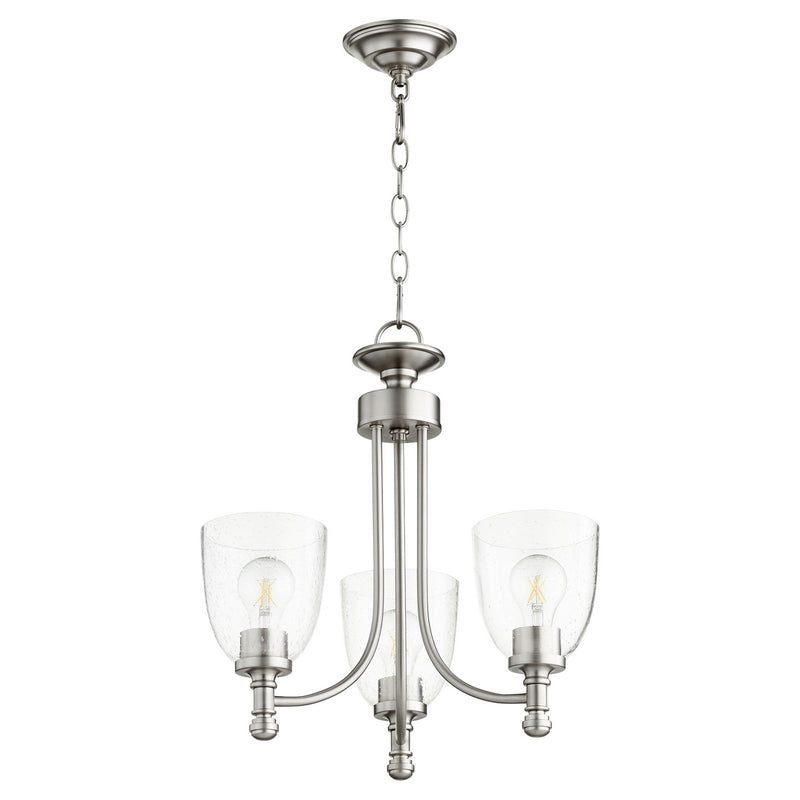 Quorum - 6122-3-265 - Three Light Chandelier - Rossington - Satin Nickel w/ Clear/Seeded