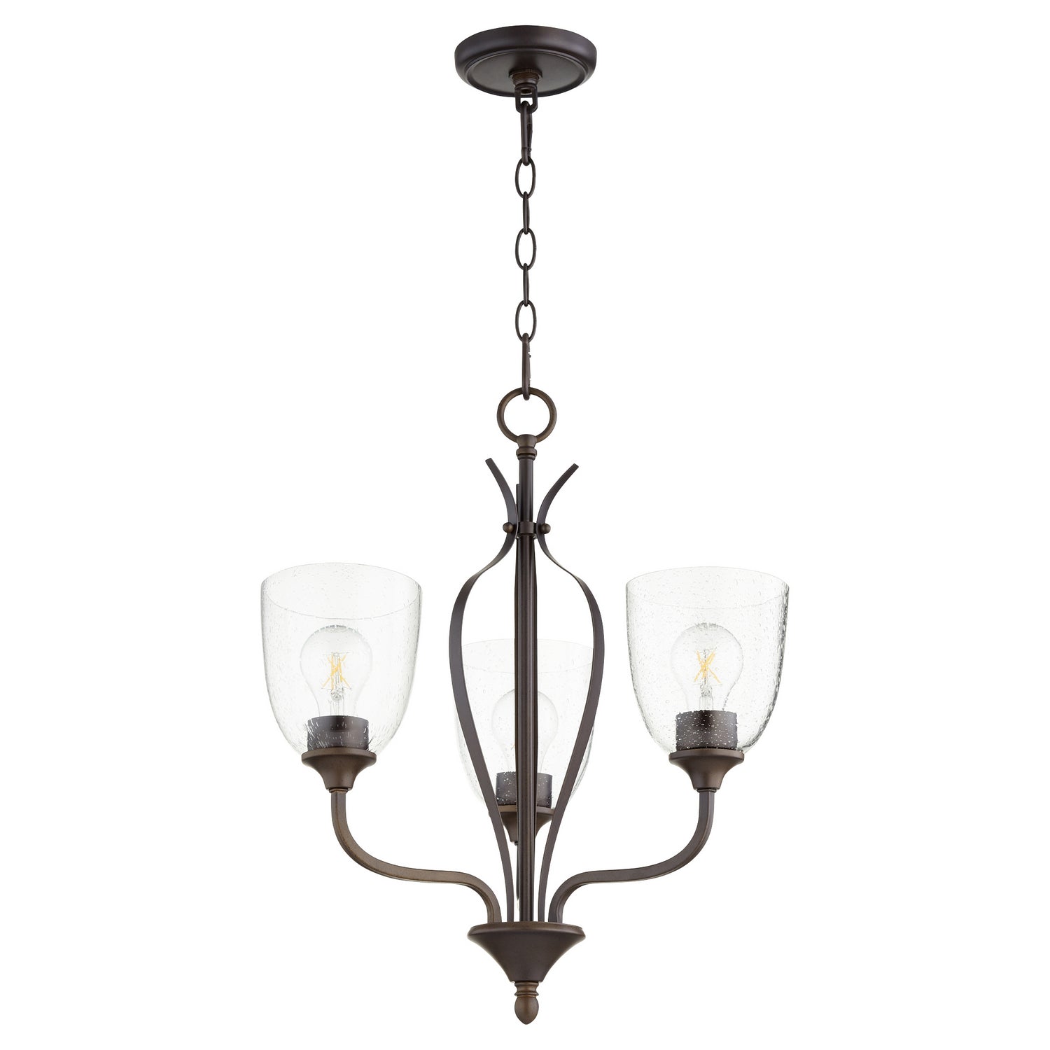 Quorum - 6127-3-286 - Three Light Chandelier - Jardin - Oiled Bronze w/ Clear/Seeded