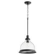 Quorum - 6193-12-69 - One Light Pendant - Ring Lighting Series - Textured Black w/ Clear/Seeded