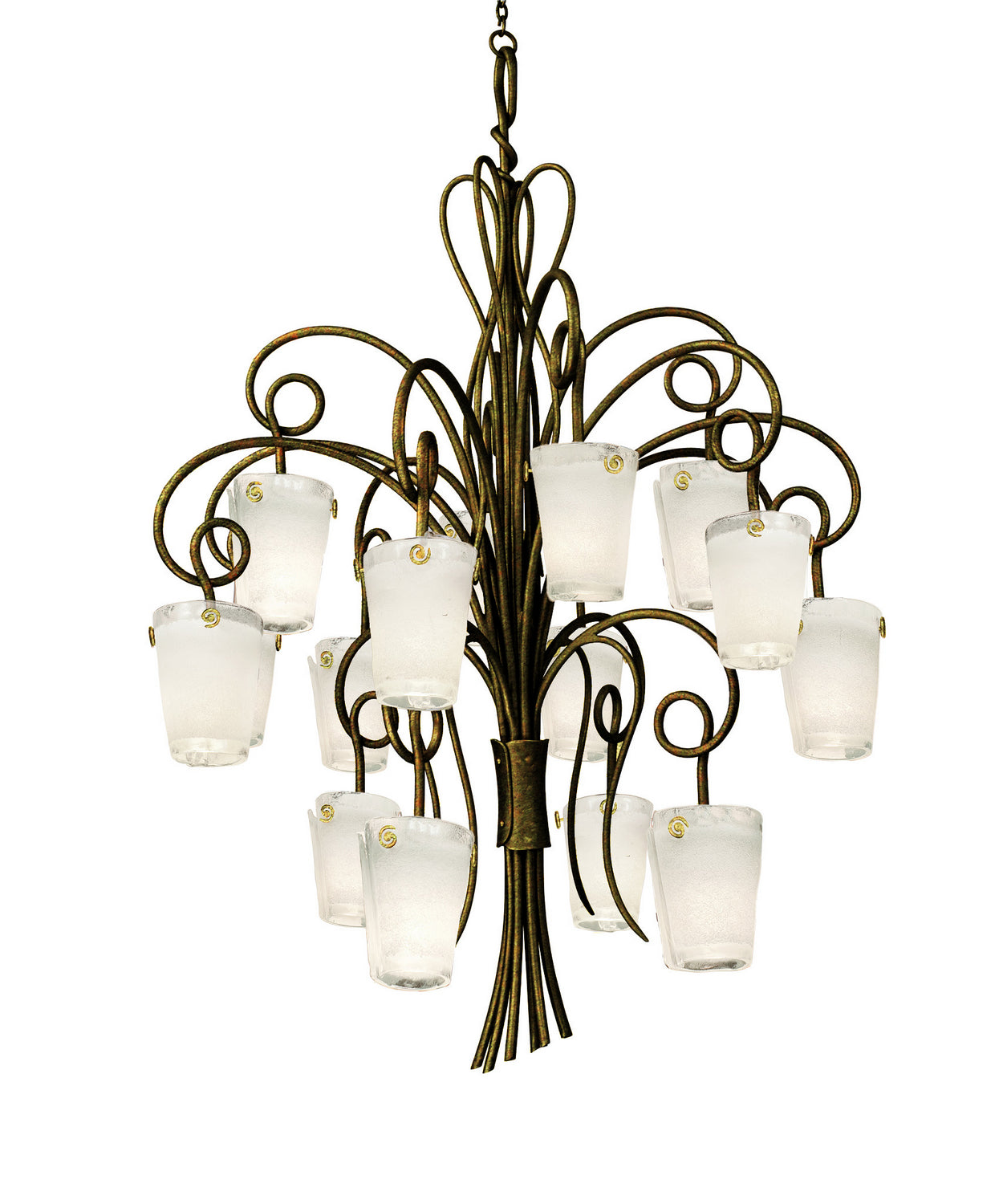 Kalco - 4299AC/FROST - 16 Light Foyer Pendant - Tribecca - Antique Copper