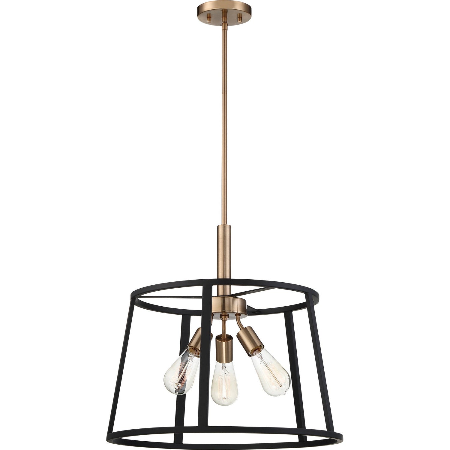Nuvo Lighting - 60-6642 - Three Light Pendant - Chassis - Copper Brushed Brass / Matte Black