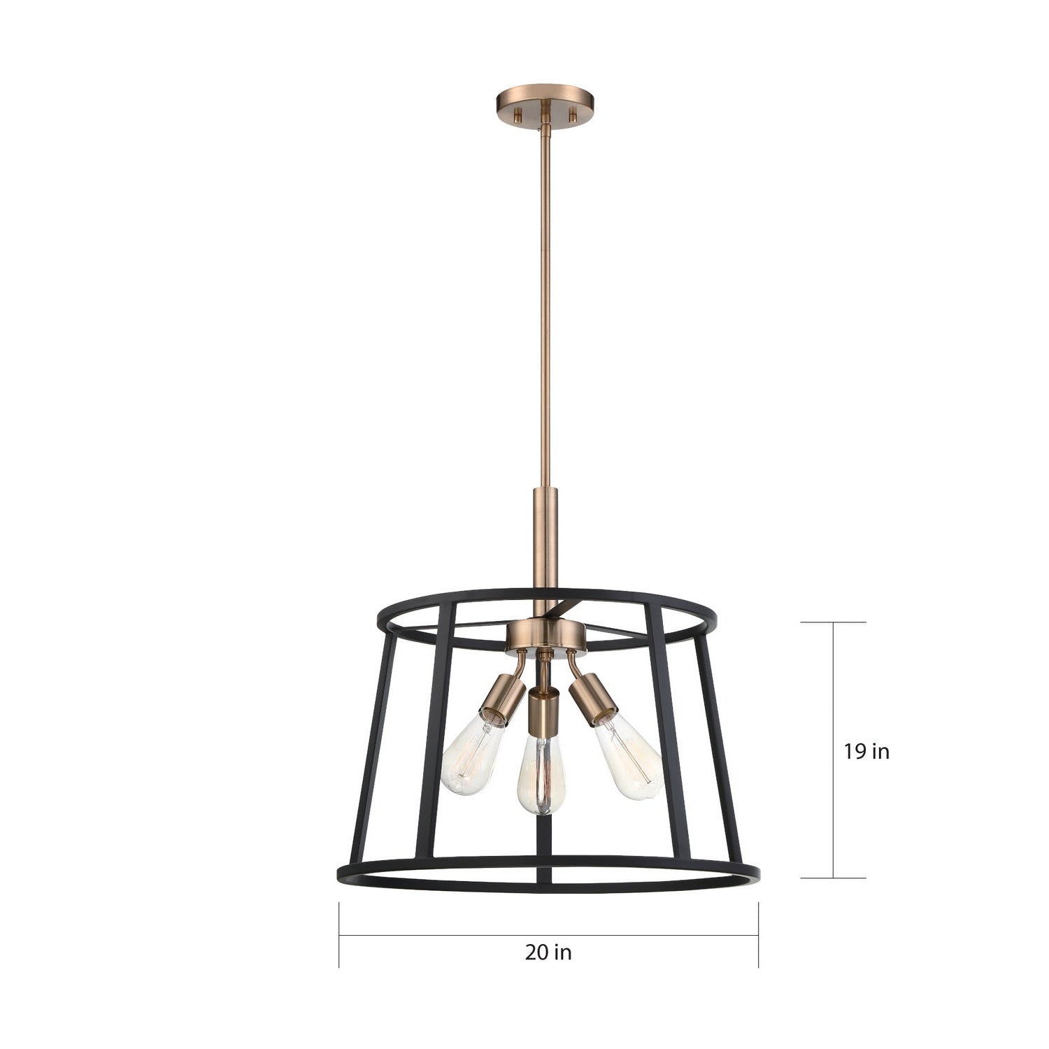 Nuvo Lighting - 60-6642 - Three Light Pendant - Chassis - Copper Brushed Brass / Matte Black