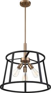 Nuvo Lighting - 60-6642 - Three Light Pendant - Chassis - Copper Brushed Brass / Matte Black