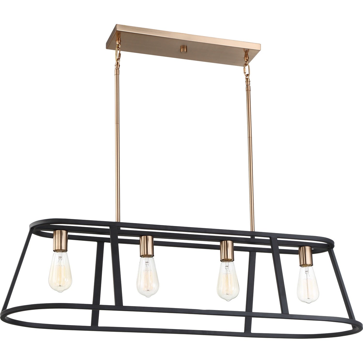 Nuvo Lighting - 60-6644 - Four Light Island Pendant - Chassis - Copper Brushed Brass / Matte Black