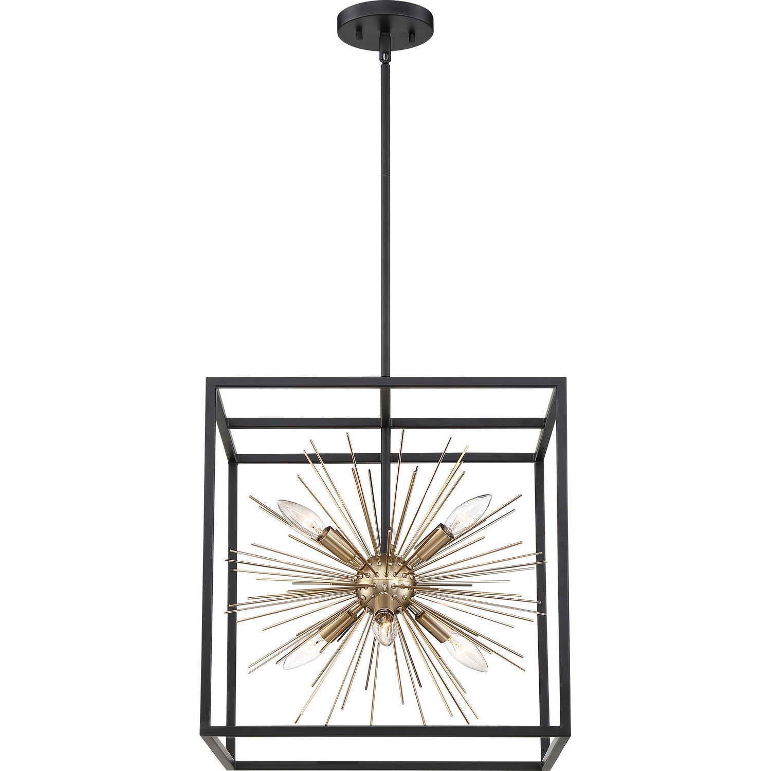 Nuvo Lighting - 60-6730 - Six Light Pendant - Spirefly - Matte Black / Burnished Brass
