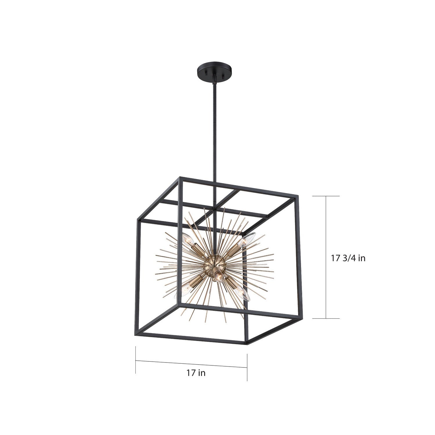 Nuvo Lighting - 60-6730 - Six Light Pendant - Spirefly - Matte Black / Burnished Brass