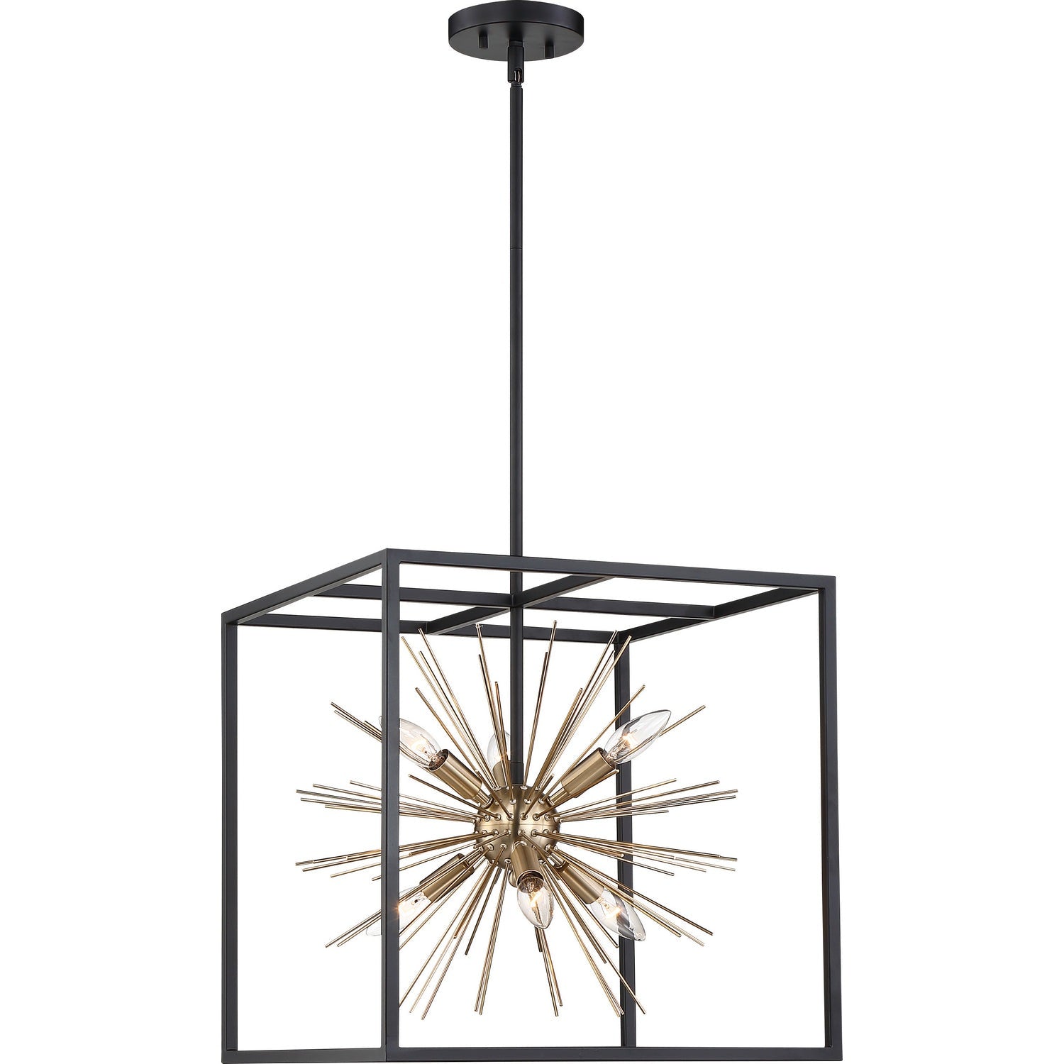 Nuvo Lighting - 60-6730 - Six Light Pendant - Spirefly - Matte Black / Burnished Brass