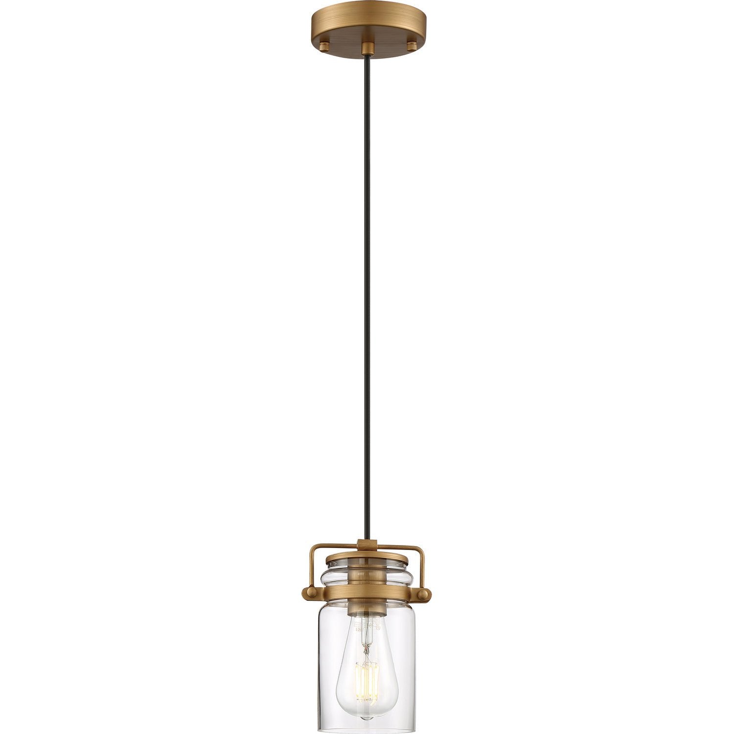 Nuvo Lighting - 60-6735 - One Light Mini Pendant - Antebellum - Vintage Brass / Clear Glass