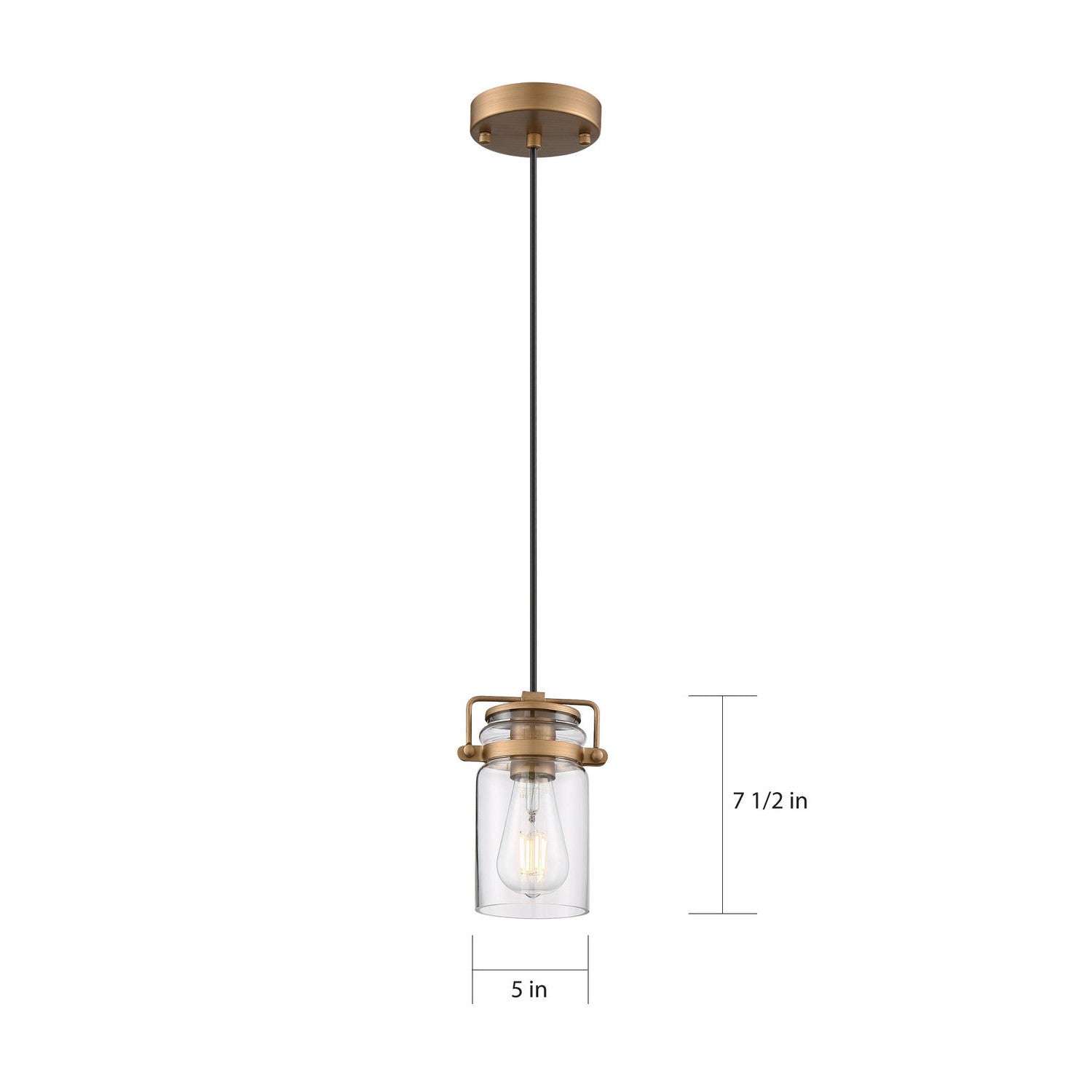 Nuvo Lighting - 60-6735 - One Light Mini Pendant - Antebellum - Vintage Brass / Clear Glass