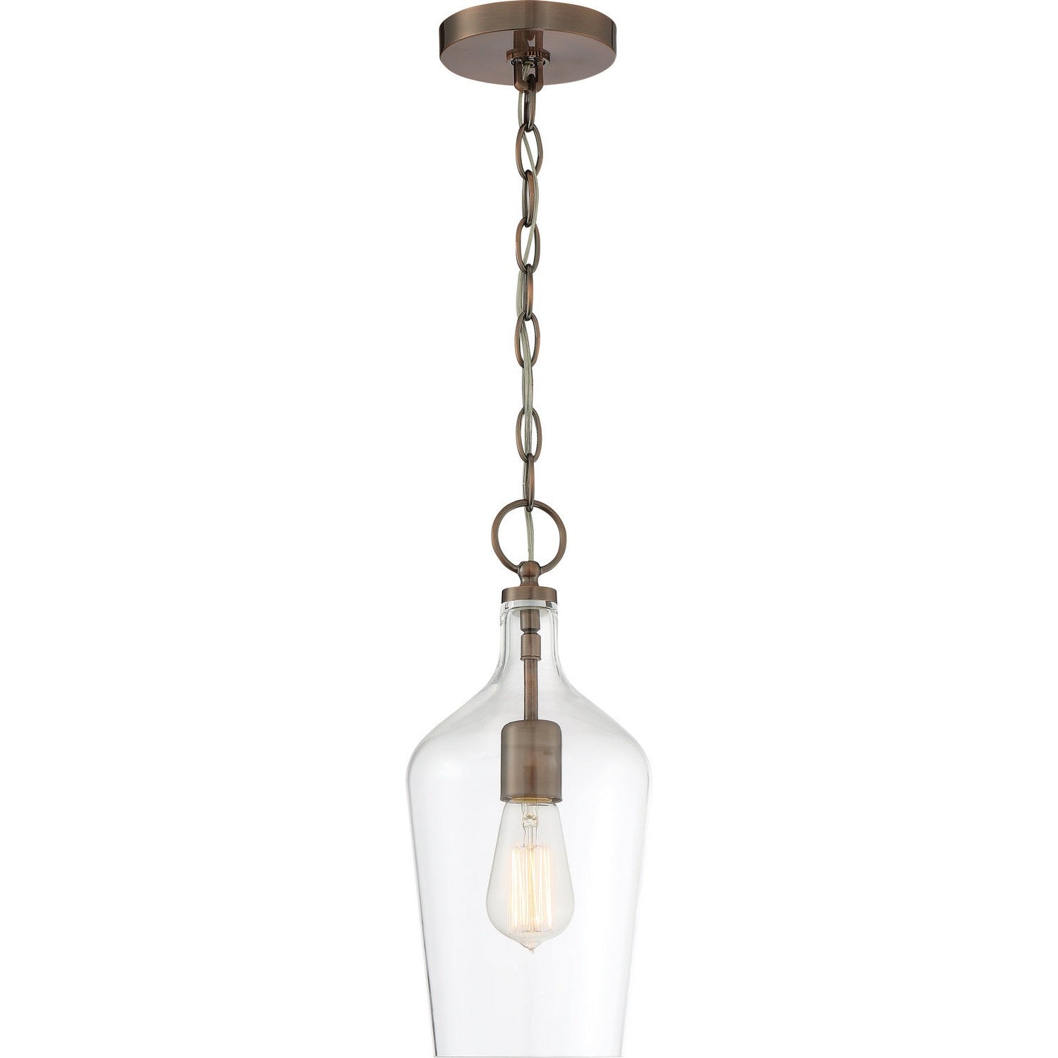 Nuvo Lighting - 60-6748 - One Light Pendant - Hartley - Antique Copper / Clear Glass