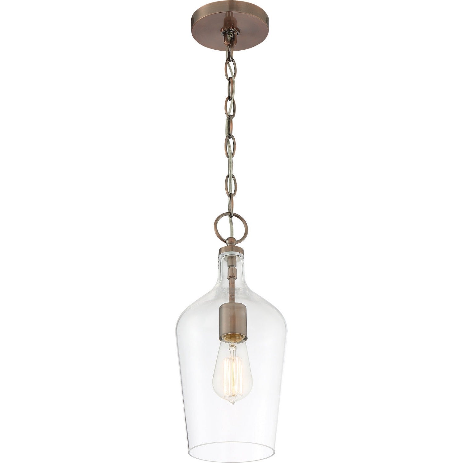 Nuvo Lighting - 60-6748 - One Light Pendant - Hartley - Antique Copper / Clear Glass