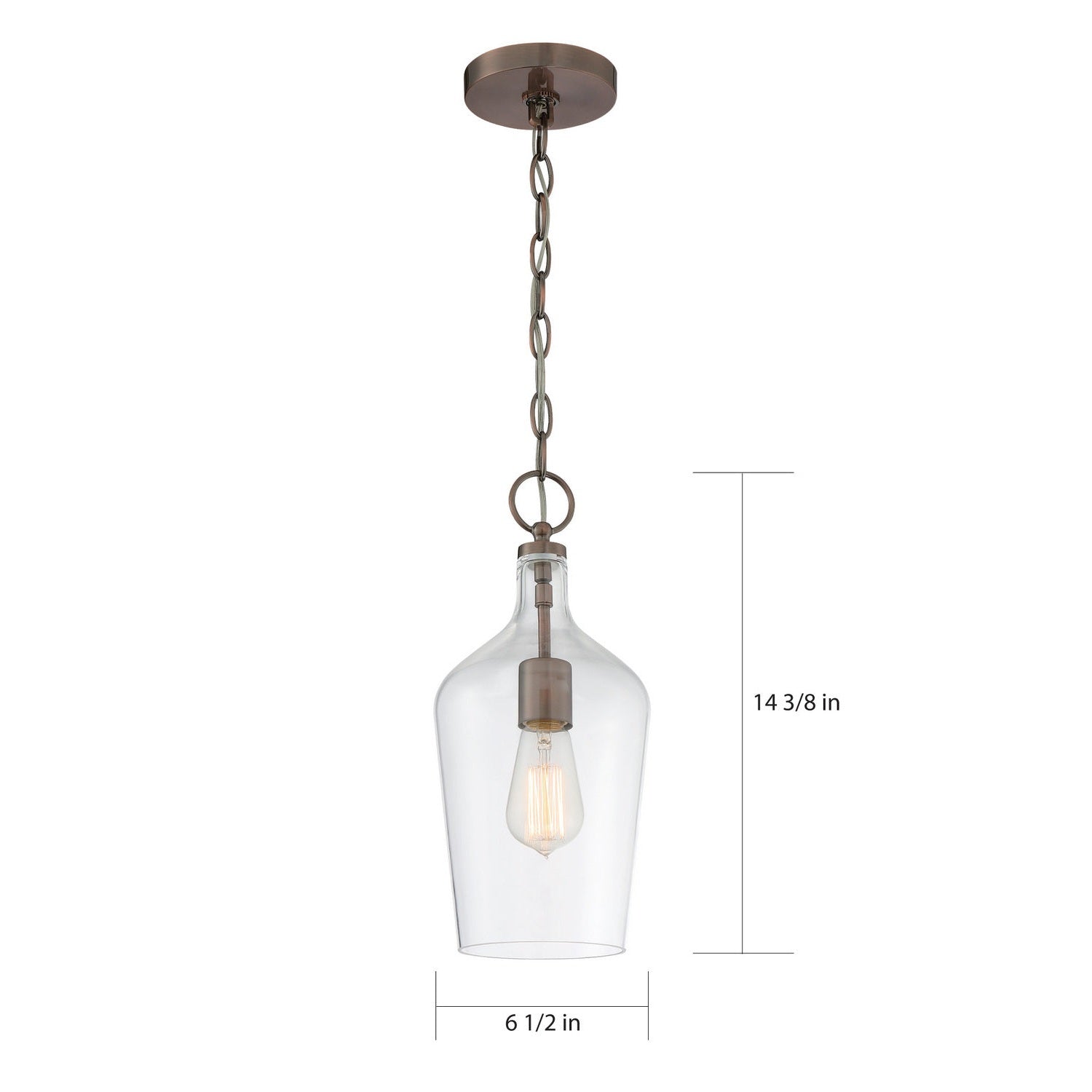 Nuvo Lighting - 60-6748 - One Light Pendant - Hartley - Antique Copper / Clear Glass