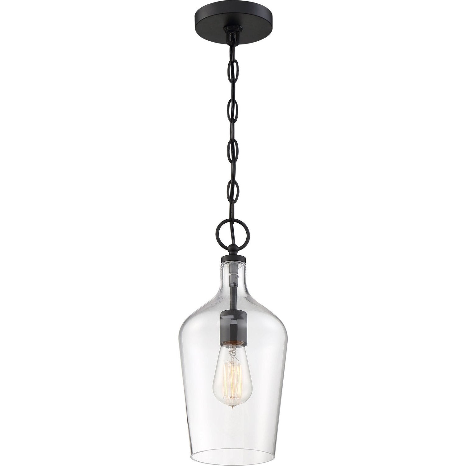 Nuvo Lighting - 60-6749 - One Light Pendant - Hartley - Matte Black / Clear Glass