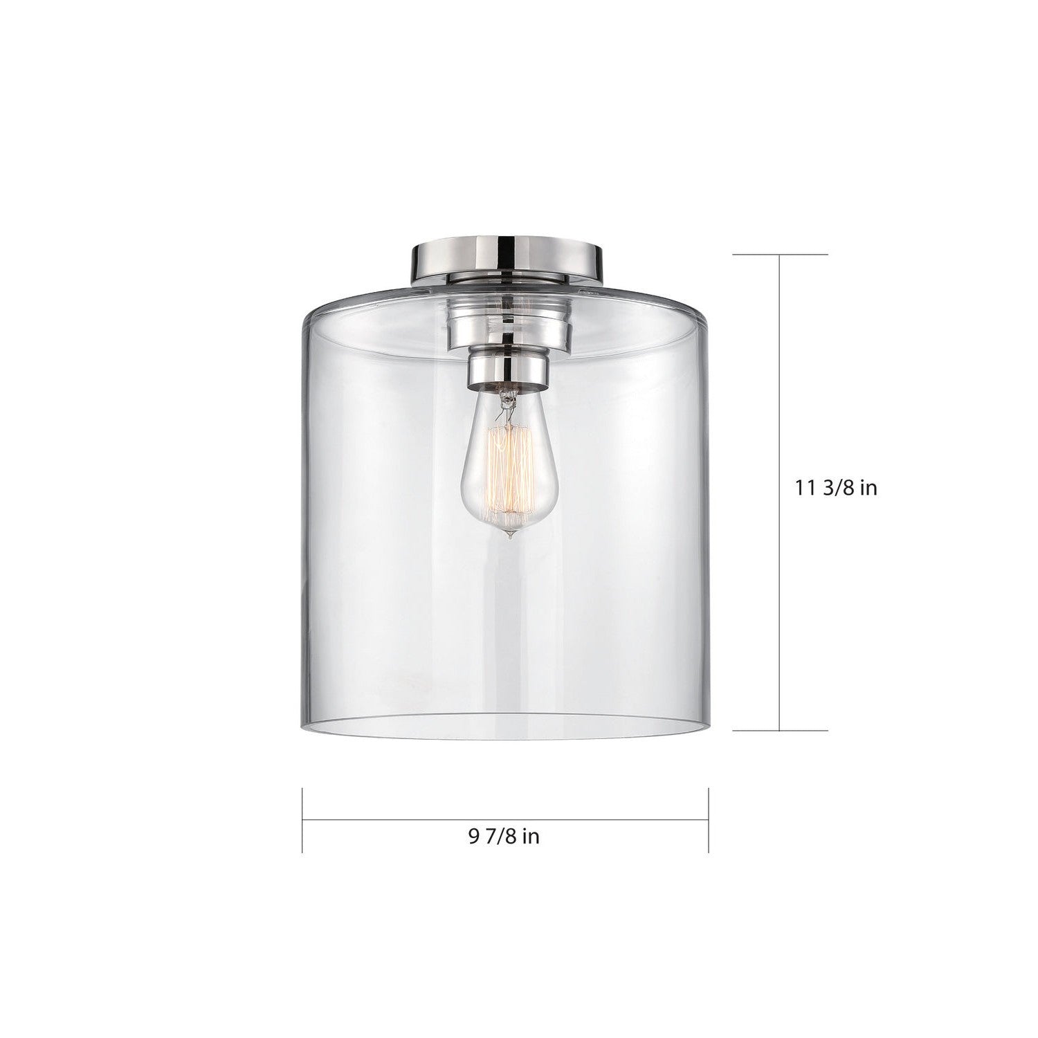 Nuvo Lighting - 60-6778 - One Light Semi Flush Mount - Chantecleer - Polished Nickel / Clear Glass