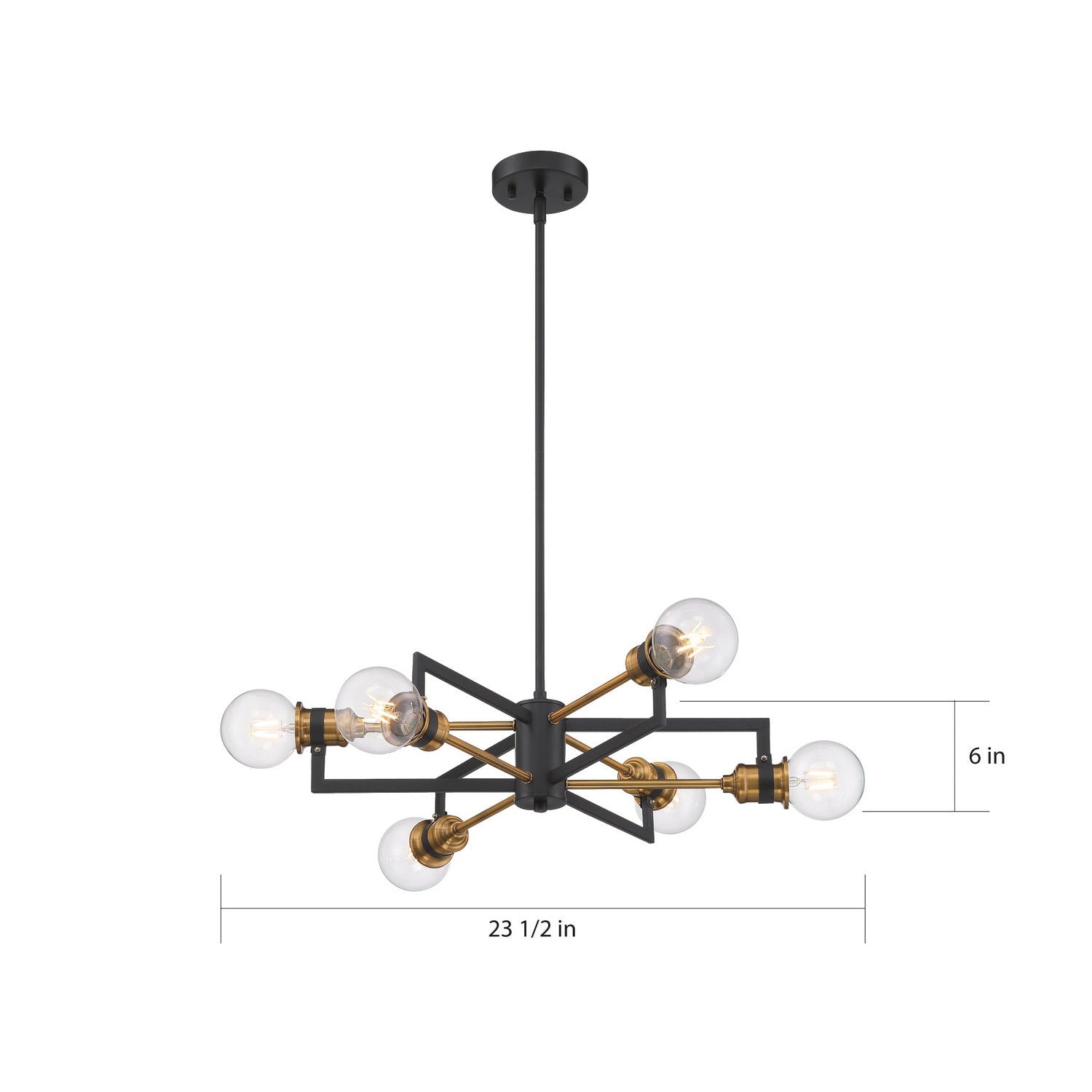 Nuvo Lighting - 60-6976 - Six Light Chandelier - Intention - Warm Brass / Black