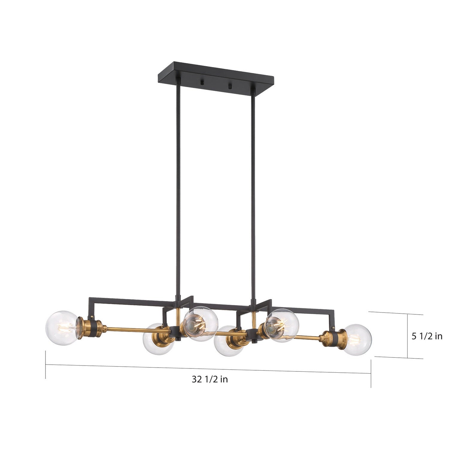 Nuvo Lighting - 60-6977 - Six Light Island Pendant - Intention - Warm Brass / Black