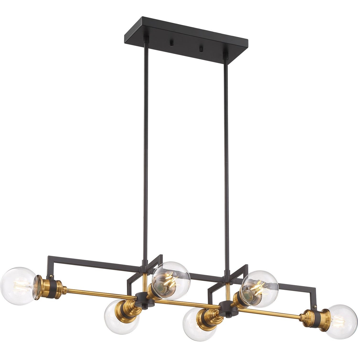 Nuvo Lighting - 60-6977 - Six Light Island Pendant - Intention - Warm Brass / Black