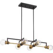 Nuvo Lighting - 60-6977 - Six Light Island Pendant - Intention - Warm Brass / Black