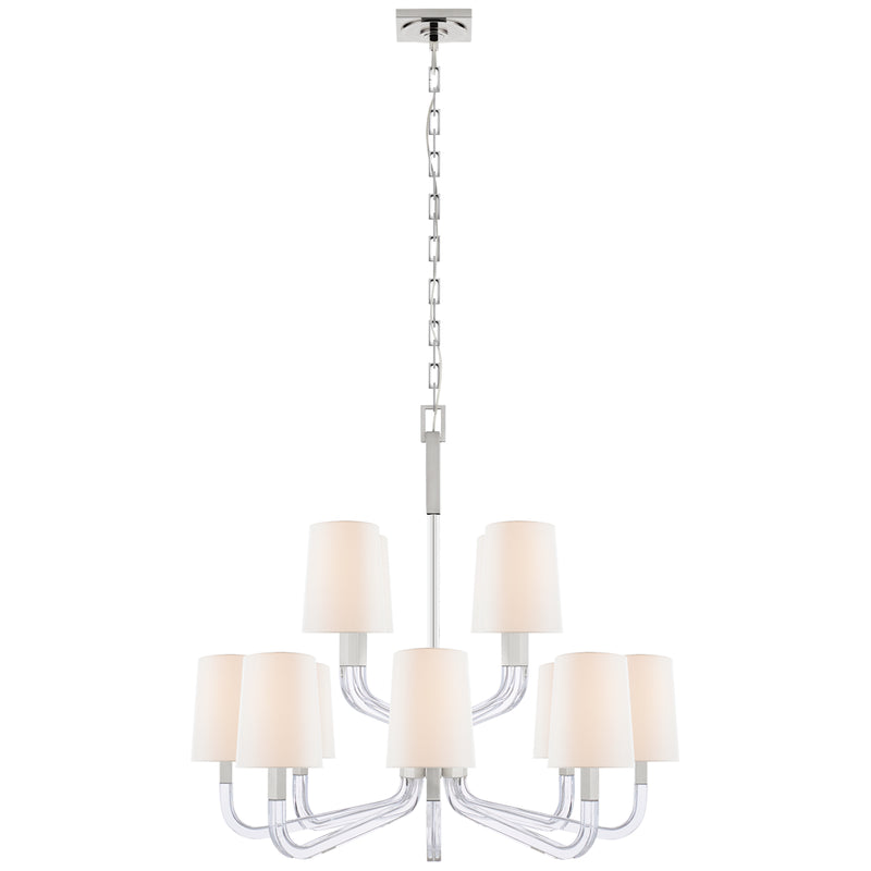 Visual Comfort Signature - CHC 5903PN/CG-L - 12 Light Chandelier - Reagan - Polished Nickel and Crystal