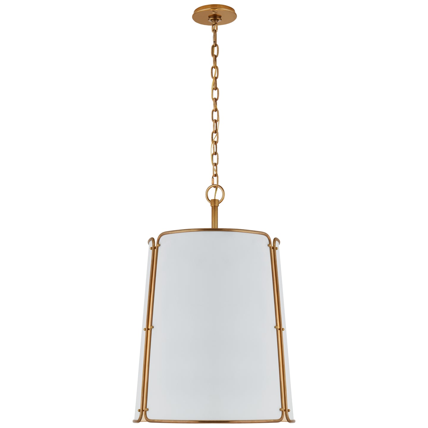 Visual Comfort Signature - S 5646HAB-WHT - Six Light Pendant - Hastings - Hand-Rubbed Antique Brass