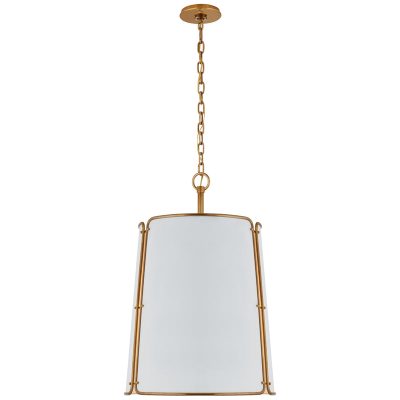 Visual Comfort Signature - S 5646HAB-WHT - Six Light Pendant - Hastings - Hand-Rubbed Antique Brass