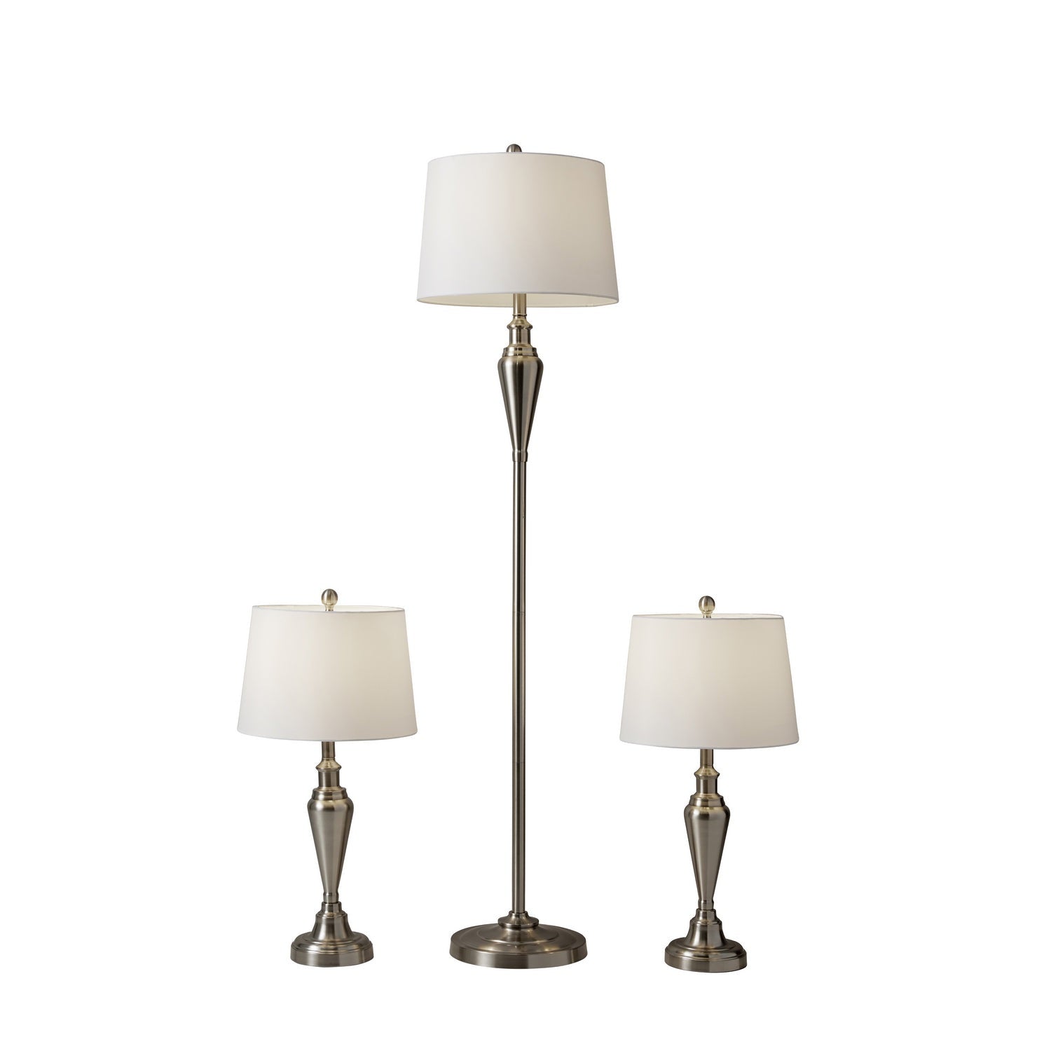 Adesso Home - 1583-22 - 3 Piece Floor And Table Lamp Set - Glendale - Brushed Steel