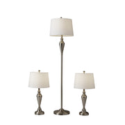 Adesso Home - 1583-22 - 3 Piece Floor And Table Lamp Set - Glendale - Brushed Steel