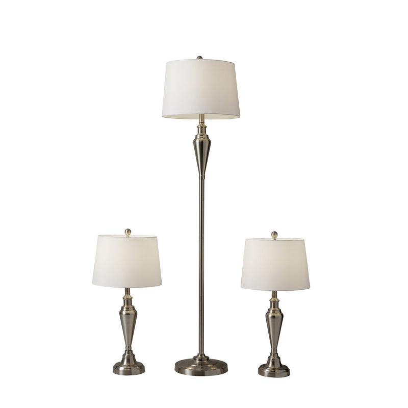 Adesso Home - 1583-22 - 3 Piece Floor And Table Lamp Set - Glendale - Brushed Steel