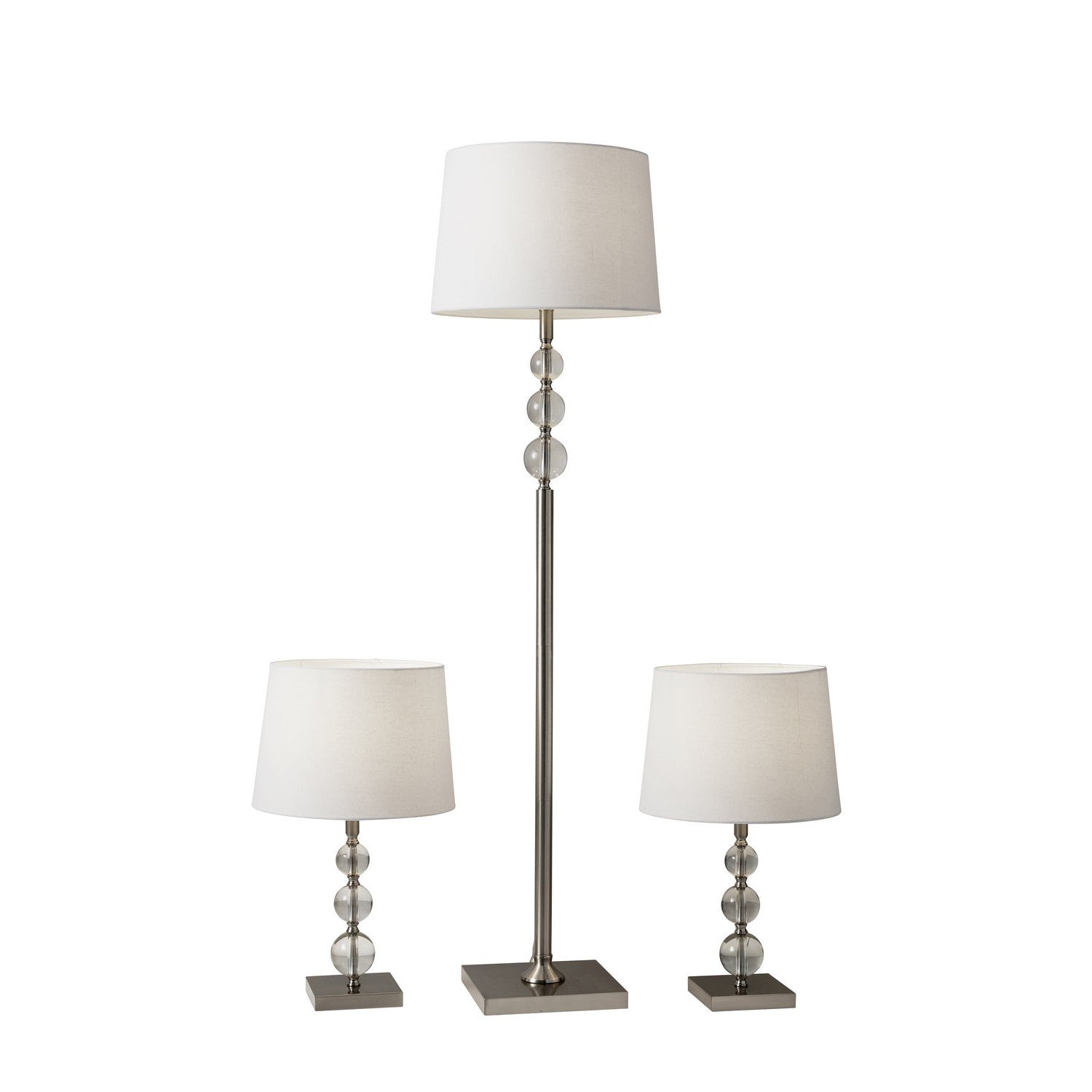 Adesso Home - 1585-22 - 3 Piece Floor And Table Lamp Set - Olivia - Brushed Steel