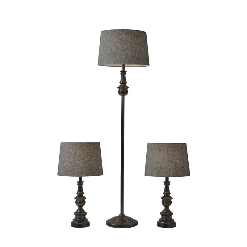 Adesso Home - 1591-01 - 3 Piece Floor And Table Lamp Set - Chandler - Dark Bronze