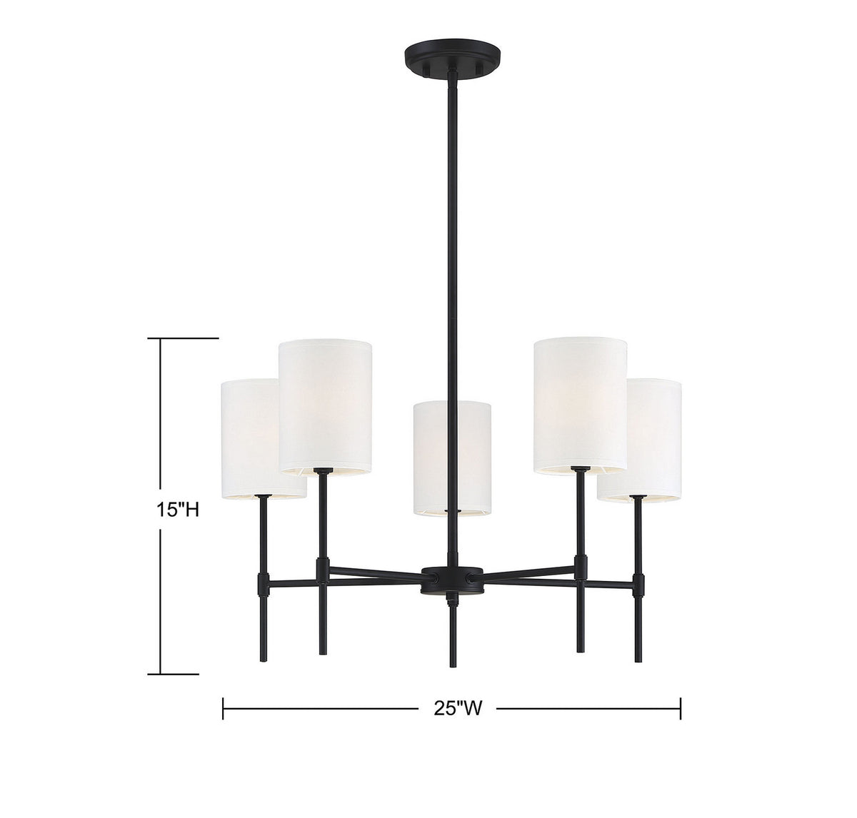 Meridian - M10067MBK - Five Light Chandelier - Mchan - Matte Black