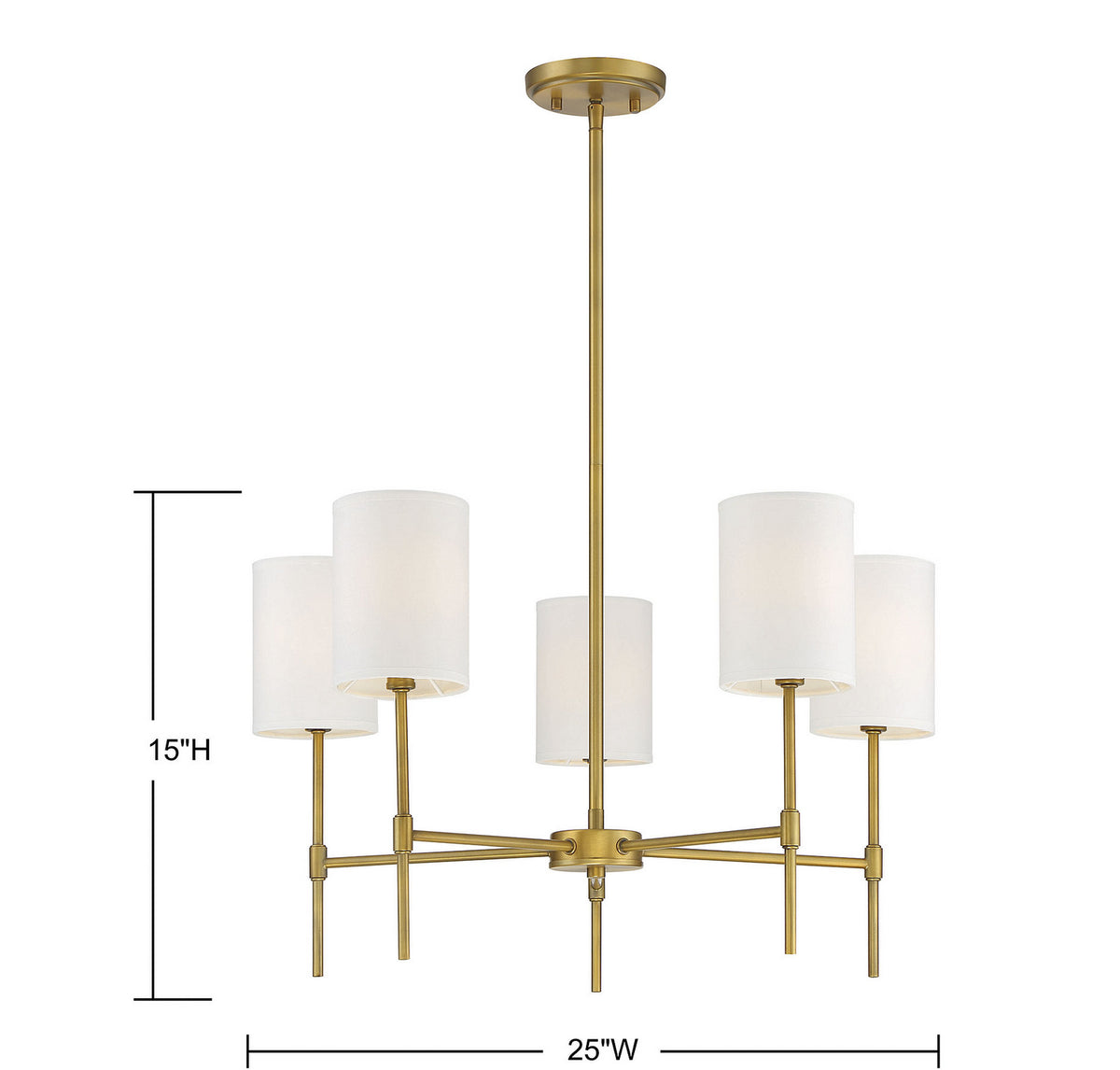 Meridian - M10067NB - Five Light Chandelier - Mchan - Natural Brass
