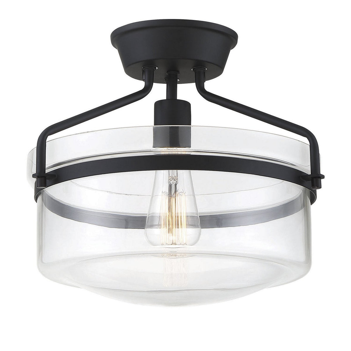 Meridian - M60011MBK - One Light Semi-Flush Mount - Msemi - Matte Black