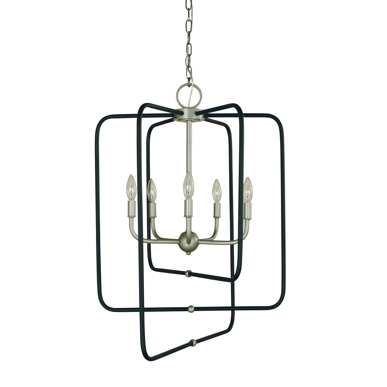 Framburg - 5427 SP/MBLACK - Five Light Foyer Chandelier - Montrose - Satin Pewter w/Matte Black