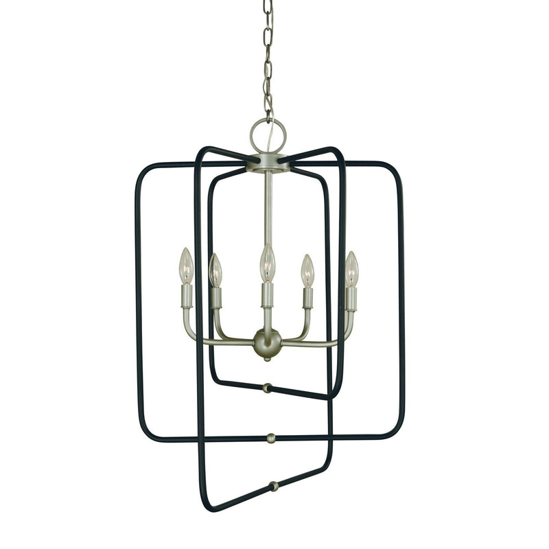 Framburg - 5427 SP/MBLACK - Five Light Foyer Chandelier - Montrose - Satin Pewter w/Matte Black