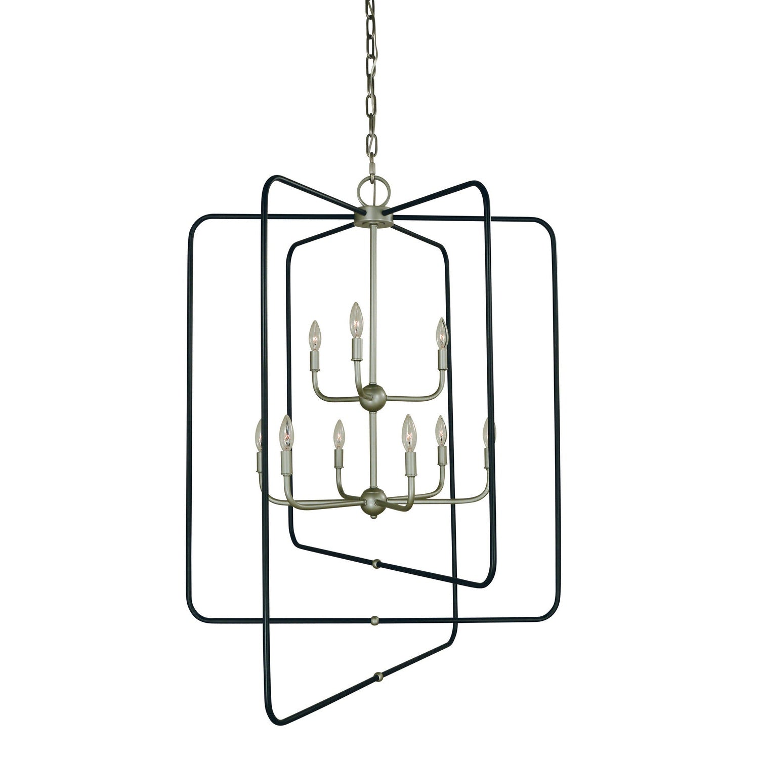 Framburg - 5429 SP/MBLACK - Nine Light Foyer Chandelier - Montrose - Satin Pewter w/Matte Black