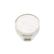Schaub and Company - 990-MOP-PN - Symphony 1-3/8" Round Flat Designer Solid Brass Luxury Cabinet Knob with Shell Inlays in Polished Nickel / Mother of Pearl