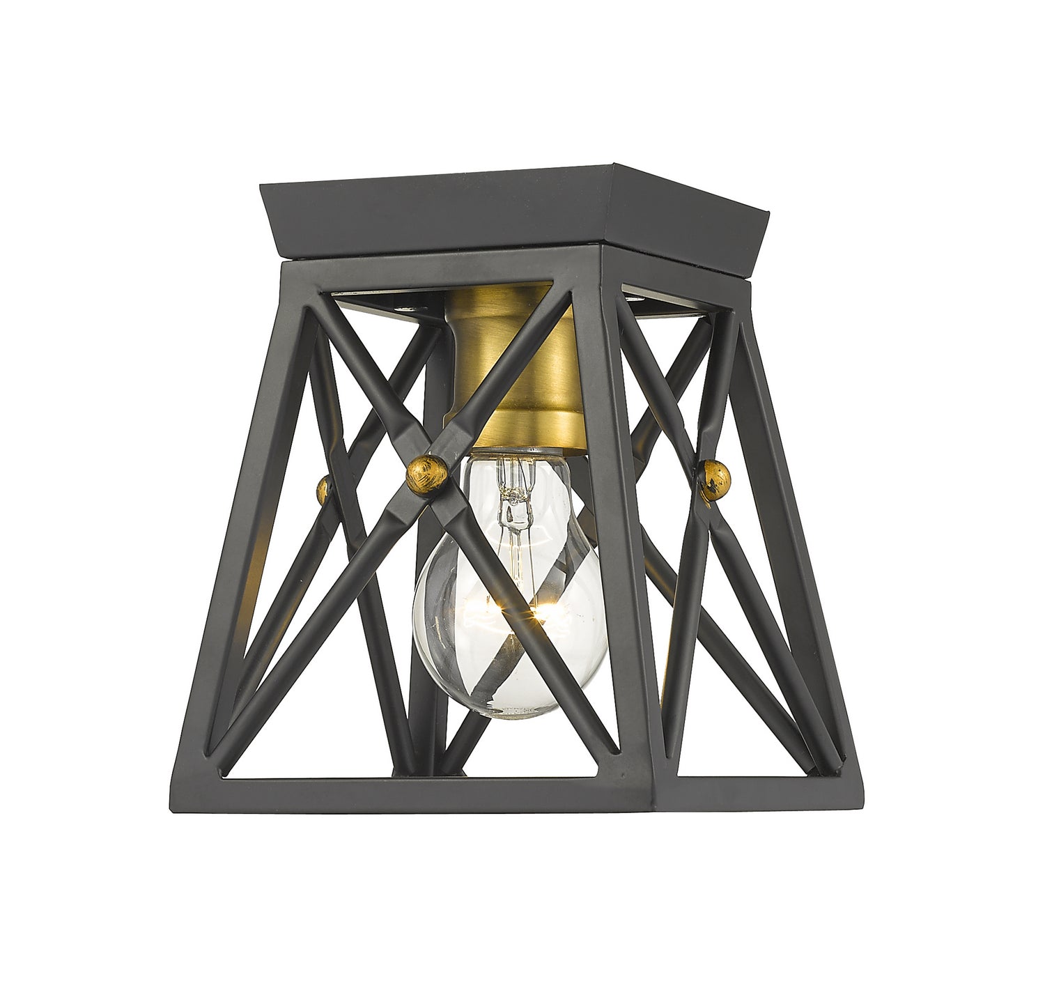 Z-Lite - 447F1-MB-OBR - One Light Flush Mount - Trestle - Matte Black + Olde Brass