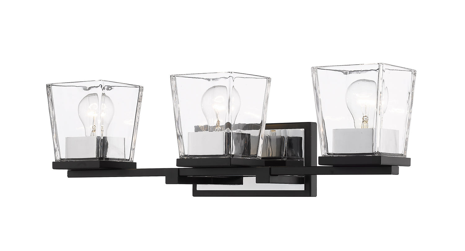 Z-Lite - 475-3V-MB-CH - Three Light Vanity - Bleeker Street - Matte Black + Chrome