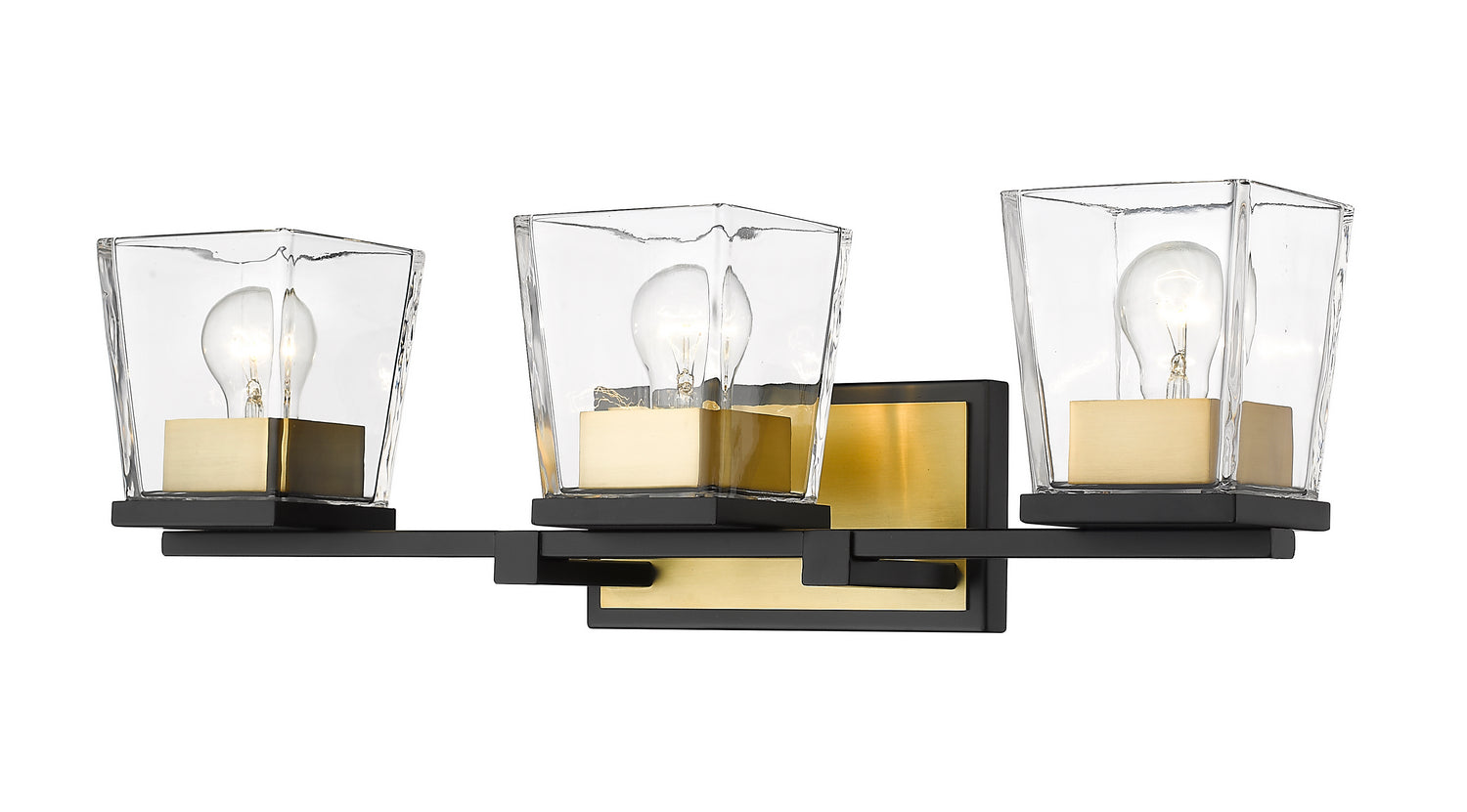 Z-Lite - 475-3V-MB-OBR - Three Light Vanity - Bleeker Street - Matte Black + Olde Brass