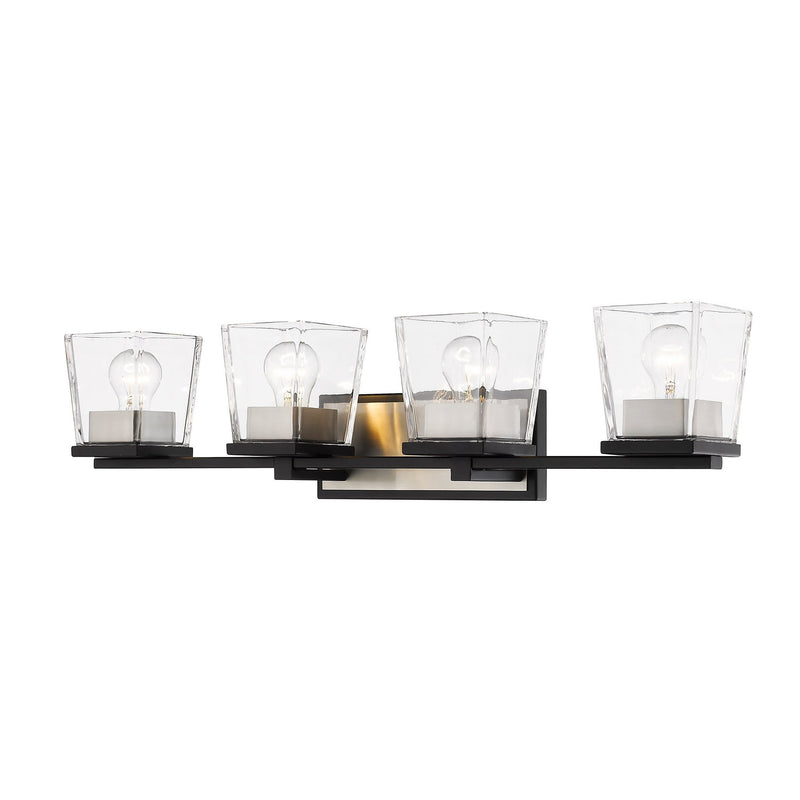 Z-Lite - 475-4V-MB-BN - Four Light Vanity - Bleeker Street - Matte Black + Brushed Nickel