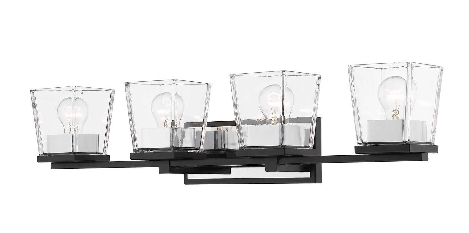 Z-Lite - 475-4V-MB-CH - Four Light Vanity - Bleeker Street - Matte Black + Chrome