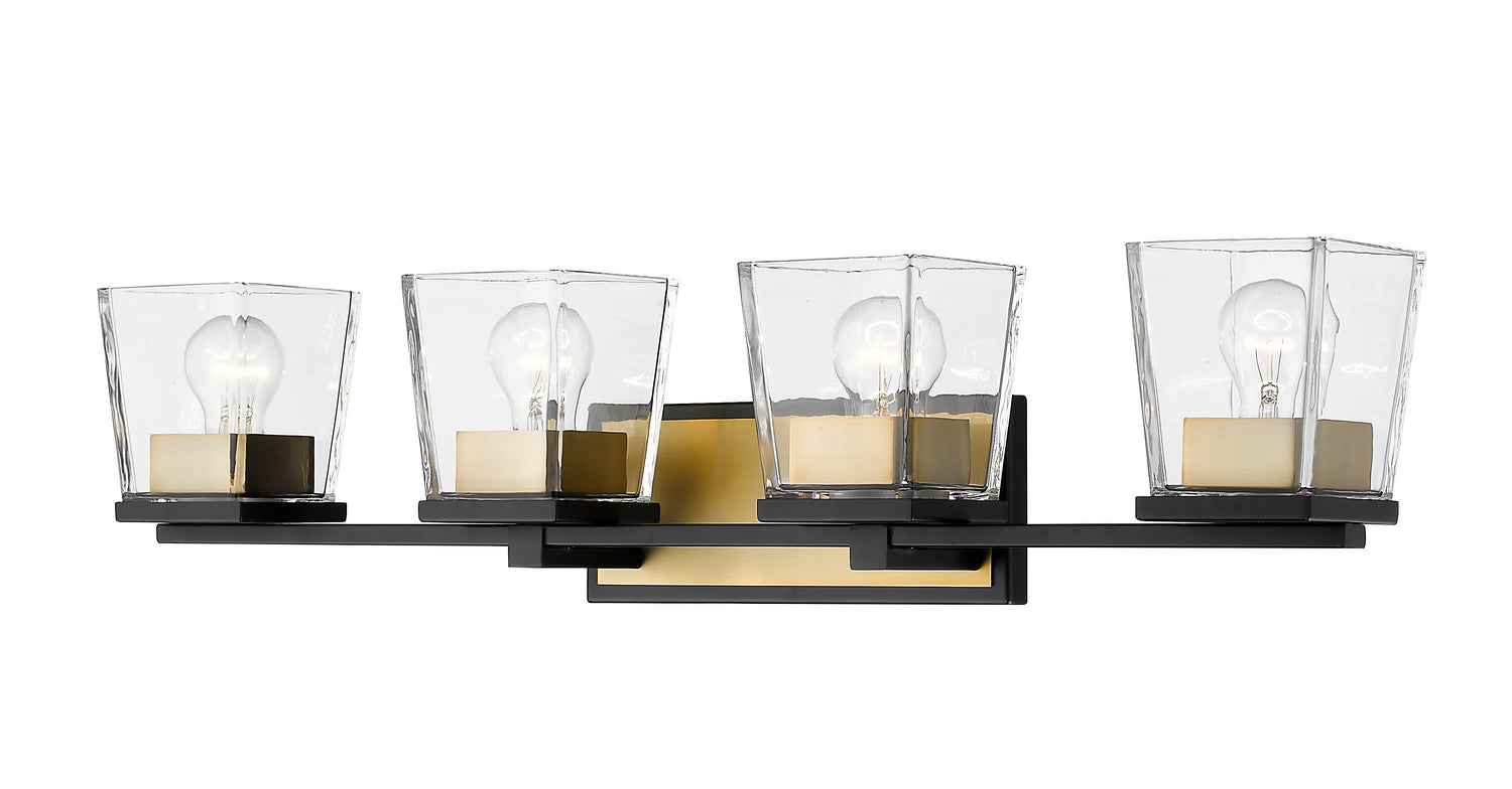 Z-Lite - 475-4V-MB-OBR - Four Light Vanity - Bleeker Street - Matte Black + Olde Brass