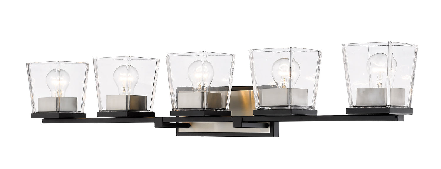 Z-Lite - 475-5V-MB-BN - Five Light Vanity - Bleeker Street - Matte Black + Brushed Nickel