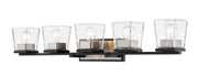 Z-Lite - 475-5V-MB-BN - Five Light Vanity - Bleeker Street - Matte Black + Brushed Nickel